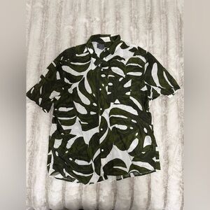 H&M Tropical Green and White Button Down Shirt